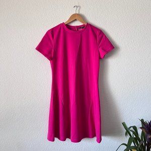 Shein Hot Pink Short Sleeve Fitted Dress Size Large